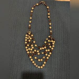 Elegant Gold and Maroon Beaded Necklace